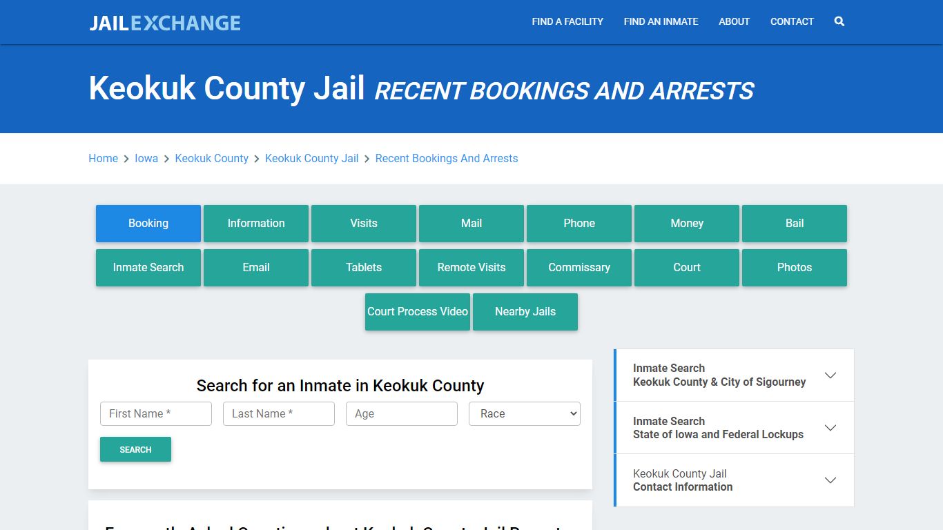 Keokuk County Jail Recent Bookings And Arrests - Jail Exchange