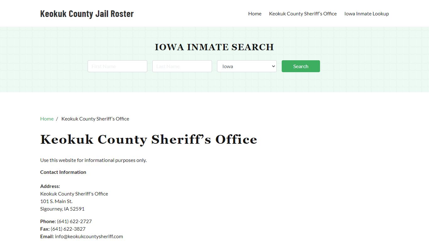 Keokuk County Sheriff Office, IA, Arrest Warrants Search