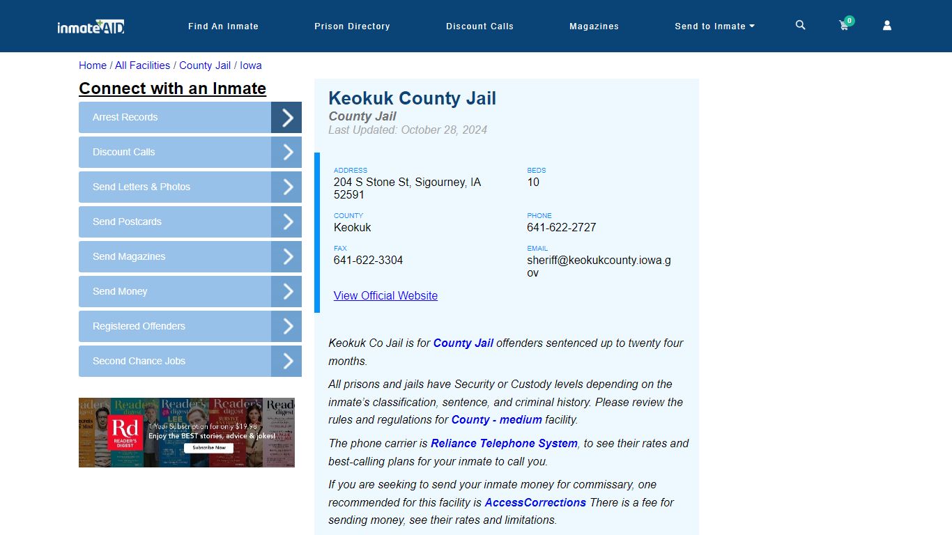 Keokuk County Jail - Inmate Locator