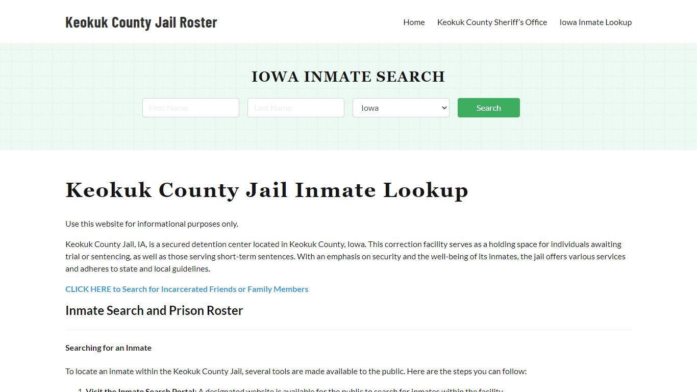 Keokuk County Jail Roster Lookup, IA, Inmate Search